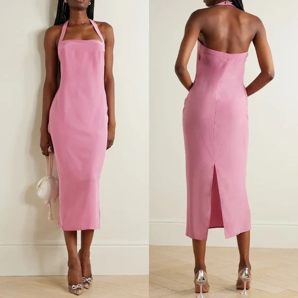 NWT Reformation Pink Silk Midi Dress - Picture 1 of 11